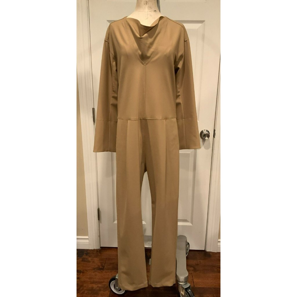 Sea New York Camel Tan Hayes Long Sleeve Cowl Neck Jumpsuit, Size 4 (Us), Nwt!